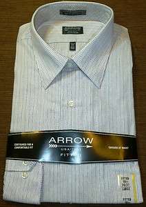 NWT Mens Arrow Fitted Gray Dress Shirt W/ Multicolor Stripes   MSRP 