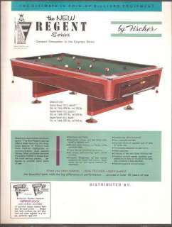 M0582 Coin OP Flyer New Regent Series Pool Tables  