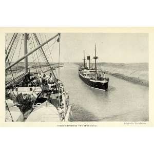  1925 Print Suez Canal Egypt Middle East Qanat al Suwais Red Sea 