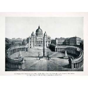  1907 Print Piazza Saint Peter Palace Vatican Colonnade 