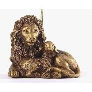 Club Pack of 12 Lion and Lamb Religious Peace Gold Christmas Ornaments 