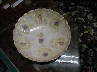 Antique Hand Painted Bowl Floral Design Gilded  