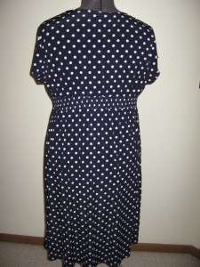 Motherhood~Misses SZXL~Navy/white dots~Knit Maternity Career Dress 