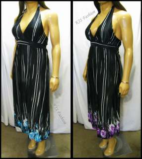 Designer Roman Black Halter Dress   Choose color and Size XL   2X   3X 