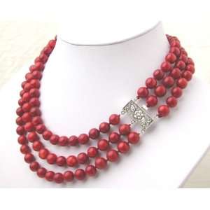   Strands Red Coral Necklace S925 Clasp 
