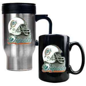  Miami Dolphins NFL Travel Mug & Ceramic Mug Set   Helmet 