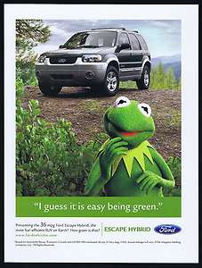 2006 Ford Escape Hybrid SUV Muppets Kermit Print Ad  
