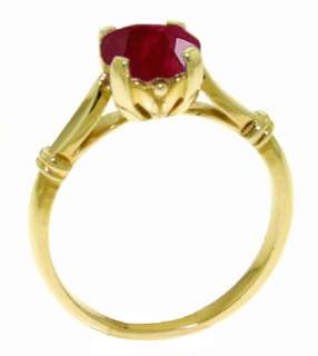 14K White Yellow Gold Ring Natural Ruby Solitaire 7.0 mm Round size 6 