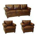    Tudor Bourbon Hand rubbed Italian Leather Sofa and Two Chairs