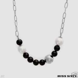 MISS SIXTY Black Resin & Stainless Steel Bead Necklace