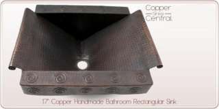 17 Rectangular Hammered Copper Bathroom Sink  