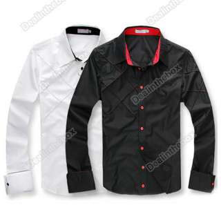 Mens Casual Slim fit Stylish Long Sleeve Shirts Luxury Two Color Three 