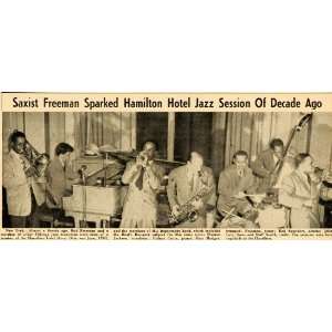  1952 Print Bud Freeman Jazz Show Hamilton Hotel Violin 