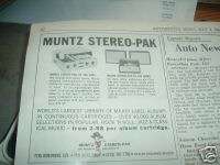 1966 Muntz Stereo Pak ad MAKE ME AN OFFER ON ANY AD  
