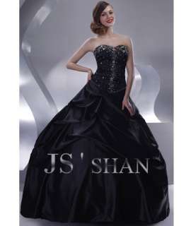 JSSHAN Black Bead Party Formal Ball Gown Evening Dress  