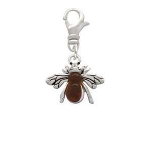  Silver Bee with Amber Resin Body Clip On Charm Arts 