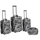 Rockland Fashion Expandable 4 Piece Luggage Set   Zebra