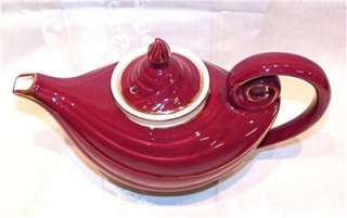   Old Hall Pottery MAROON ALADDIN TEAPOT plus Strainer XLNT Gold Accents