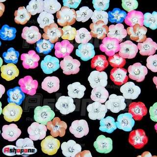   3D Ceramic Flower with Clear Rhinestones For Nail Art Tips Decorations