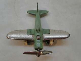 VINTAGE HUBLEY CAST IRON TOY AIRPLANE PLANE 2227 GREEN SINGLE PROP 
