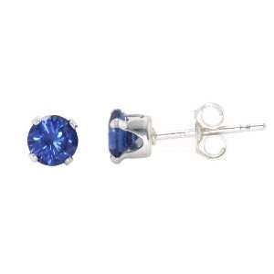  0.5 ct Sterling Silver Sapphire Blue Colored Round CZ Stud 