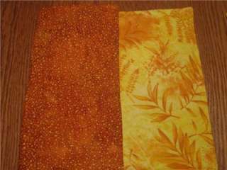 Handmade set quilted 4 Placemats Yellow leaves summer  