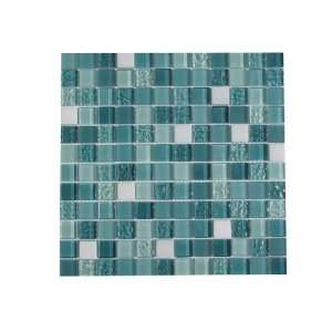  Aqua Glass and Stone Mix Mosaic Tile / 11 sq ft: Home 