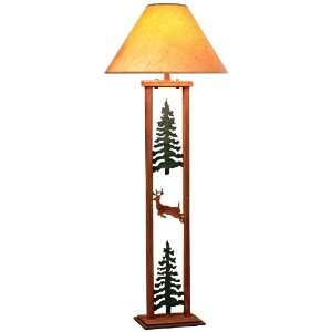  Cedar Ridge Pine Tree and Deer Rectangular Floor Lamp 