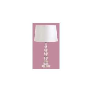 Crystal and Chrome Table Lamp with Classic White Faux Silk Drum 