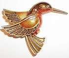   Signed Boucher 8665 Enamel Figural Bird Pin Costume Jewelry Brooch