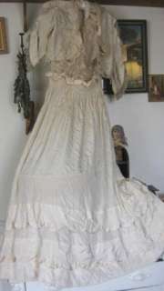   Antique Edwardian Flapper Wedding gown +Dress Jacket PRINCESS LACE