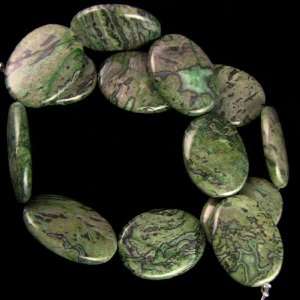 30mm green crazy lace agate flat oval beads 16 strand 