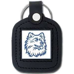  Connecticut Huskies   UConn Leather Square Key Ring   NCAA 