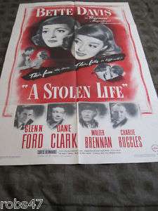 1946 A Stolen Life Bette Davis Glenn Ford Dane Clark  