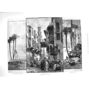   1883 CAIRO EGYPT BOATMEN COTTAGES BEDOUIN GEB EL ALMAR