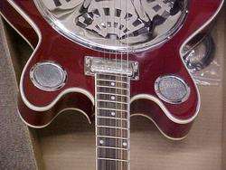 DOBRO ELECTRIC ACOUSTIC RESONATOR GUITAR   CANDY RED LACQUER FINISH W 