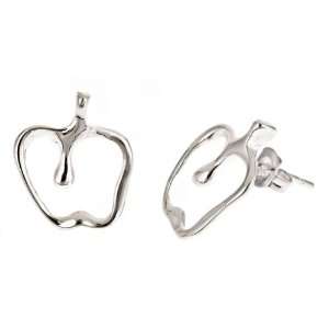  Tiffany Inspired Apple Stud Earrings  Silver 
