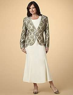 Adorned Lace Overlay Jacket & Dress Set