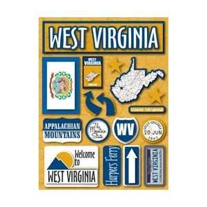  Jet Setters Dimensional Stickers 4.5X6 Sheet   West Virginia West 