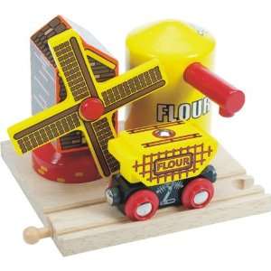 Bigjigs Wooden Expansion Train Track Playset (Flour and Windmill 