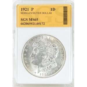  1921 P MS65 Morgan Silver Dollar Graded by SGS Everything 