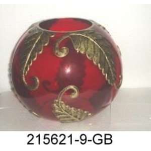   COLLECTION 9 INCH GOLD ACCENTED RUBY GLASS ROSE BOWL: Home Improvement
