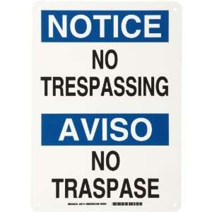   English and Spanish, Header Notice/Aviso, Legend No trespassing/No