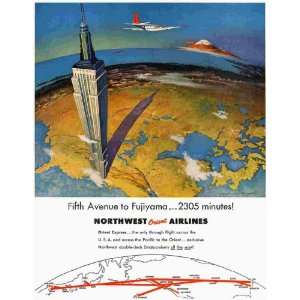  Northwest Orient Airlines Advertisng Poster 1953