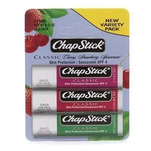 ChapStick Classic Lip Balm SPF 4, Variety Pack, Cherry, Strawberry 