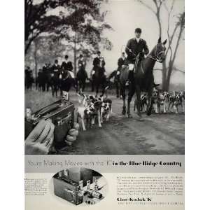  1934 Ad Cine Kodak K Home Movie Camera Fox Hunt Hounds 