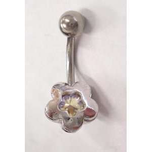  Yellow Gem Clover Flower Silver Belly Ring Everything 