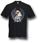 Shirt Route 66 & Eagle S 3XL 7 Farb. Schild Adler Wings USA Biker 
