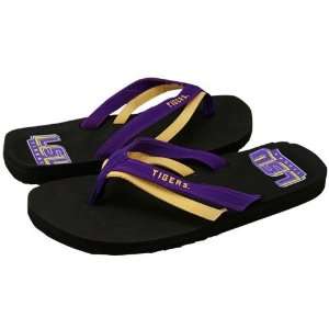 LSU Tigers Ladies Purple Gold Double Strap Flip Flops (11):  