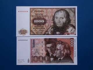 NACHDRUCKE 1000 Deutsche Mark 1980 und 1991  